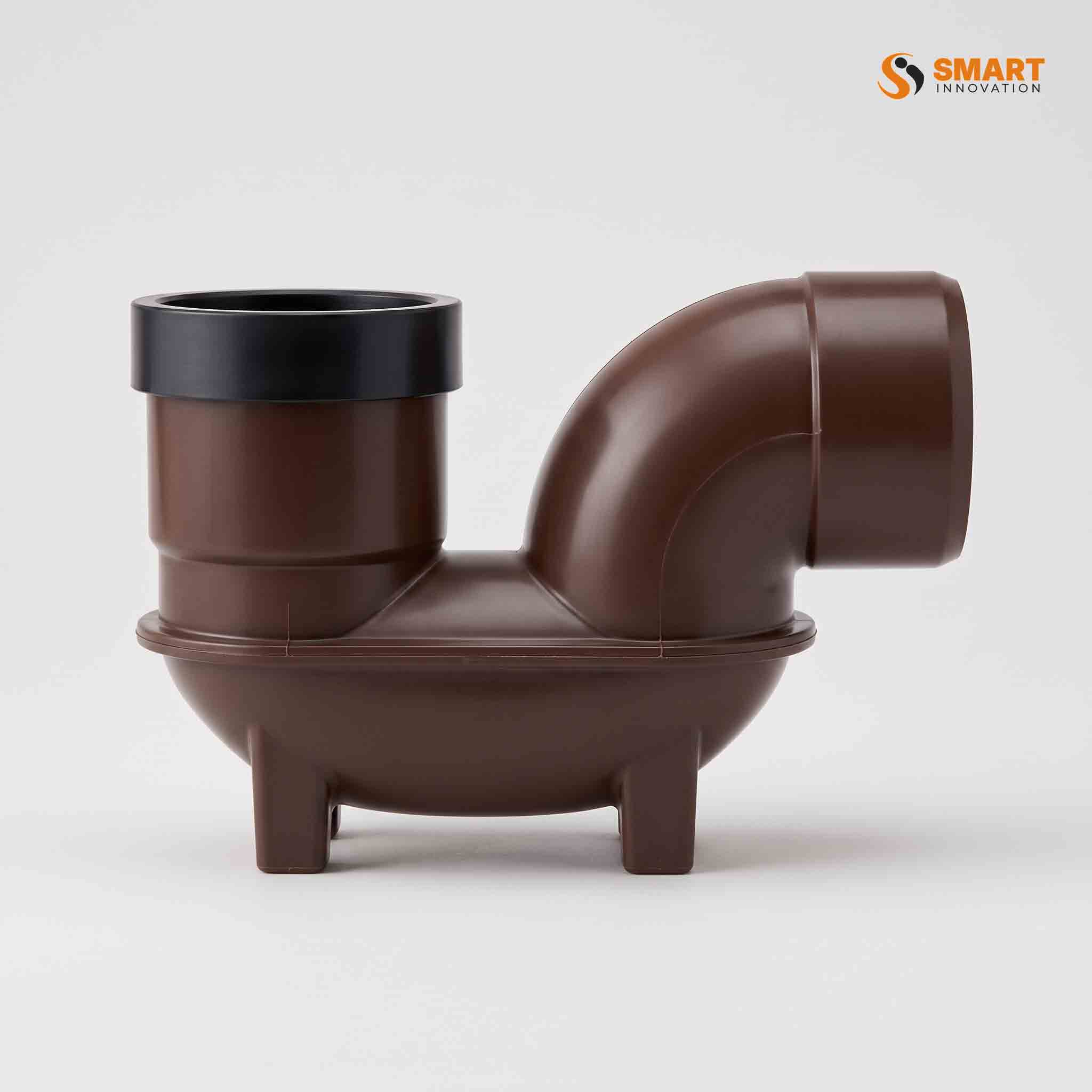 Brown UPVC low back P trap for underground waste water drainage systems