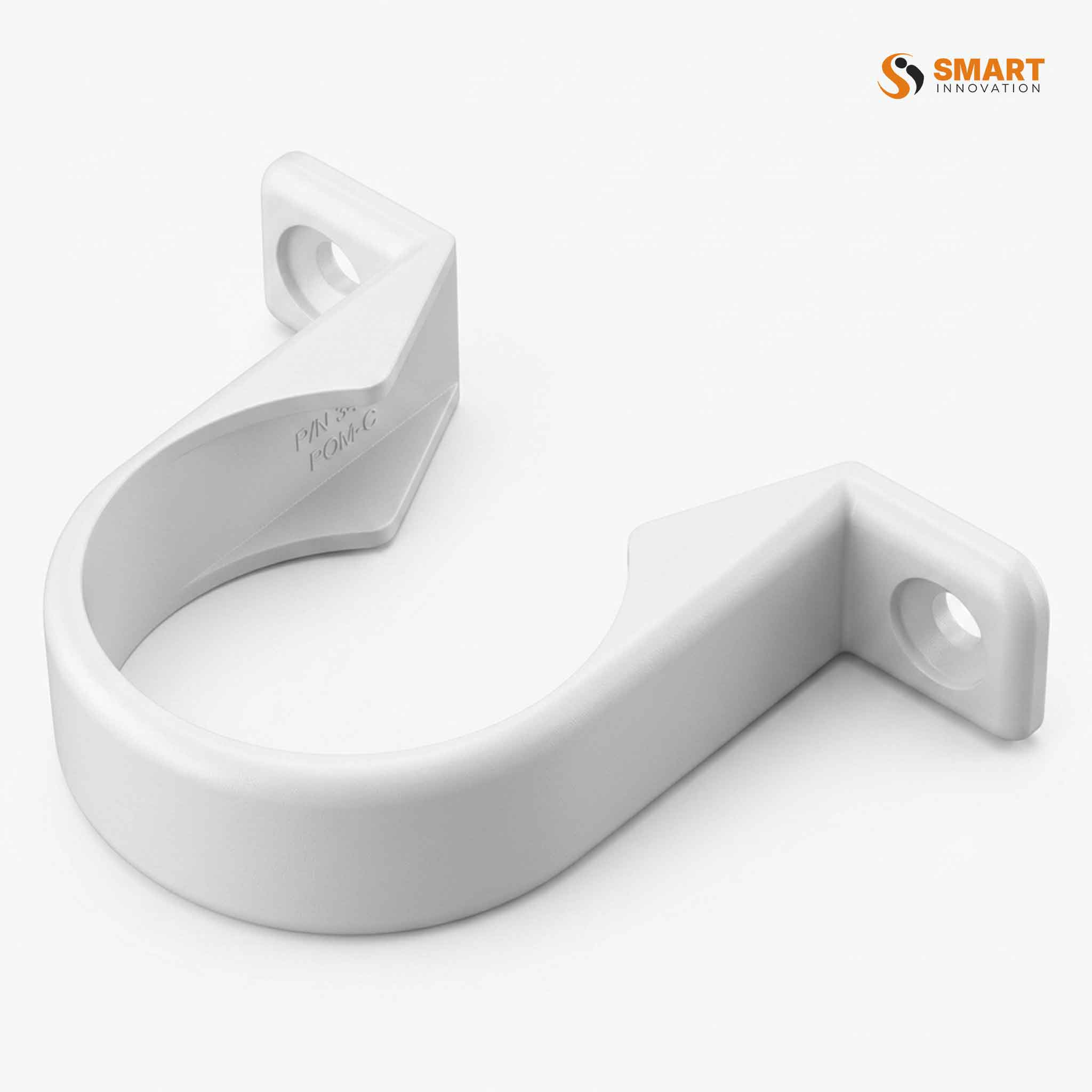 White UPVC pipe clips for securing 32mm and 40mm wastewater pipes