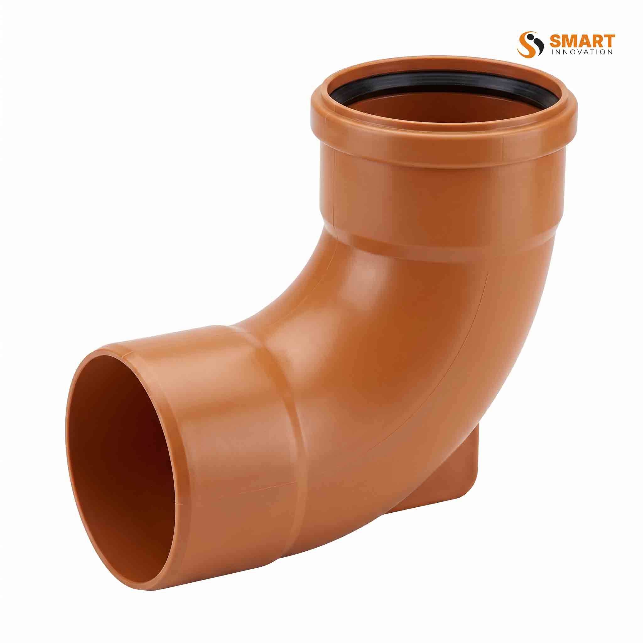 Orange UPVC 90 degree rest bend double socket for underground waste water drainage systems