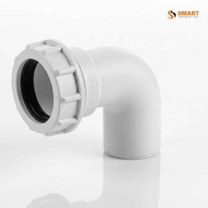 White UPVC swivel elbow fitting for 32mm and 40mm wastewater pipe systems