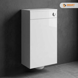 Wall hung white gloss WC unit with concealed cistern for modern bathrooms