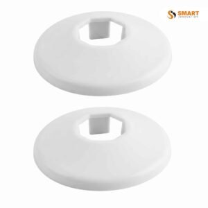 White PVC pipe collars for creating a neat finish around exposed pipework.