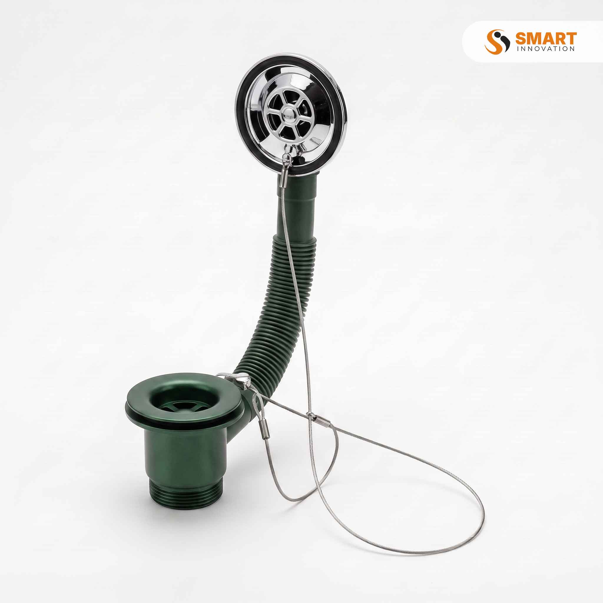 1½" x 3⅜" flange plug and chain fitted to a sink waste outlet for secure water retention.