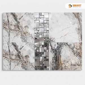 Calcatta Brown Polished Porcelain Tile 60x30 installed on a modern kitchen backsplash wall