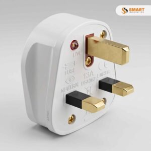 A 13A fused plug with a built-in cord grip, used for a safe mains connection on household or commercial appliances.