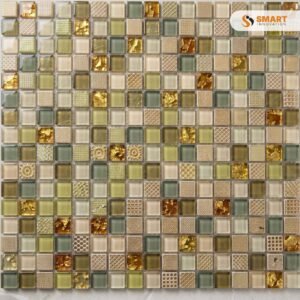 Mosaic Pattern 10 tiles installed as a premium feature wall backdrop in a contemporary bathroom shower enclosure