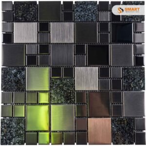 Mosaic Pattern 13 tiles installed as a premium feature wall backdrop in a contemporary bathroom shower enclosure