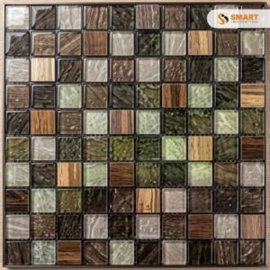 Mosaic Pattern 15 tiles installed as a premium feature wall backdrop in a contemporary bathroom shower enclosure