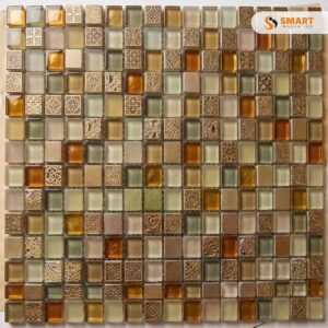 Mosaic Pattern 16 tiles installed as a premium feature wall backdrop in a contemporary bathroom shower enclosure