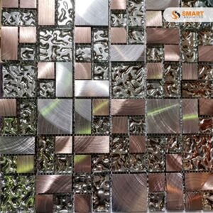 Mosaic Pattern 19 tiles installed as a premium feature wall backdrop in a contemporary bathroom shower enclosure