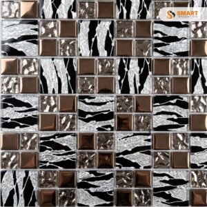 Mosaic Pattern 20 tiles installed as a premium feature wall backdrop in a contemporary bathroom shower enclosure