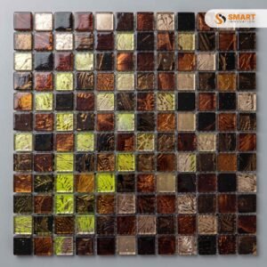 Mosaic Pattern 6 tiles installed as a premium feature wall backdrop in a contemporary bathroom shower enclosure