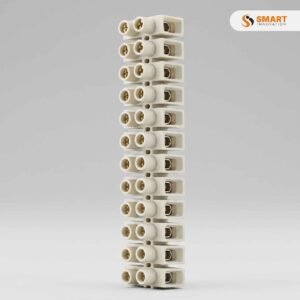 A Polythene Terminal Strip Connector, used to securely join and insulate electrical wires in a range of installations.