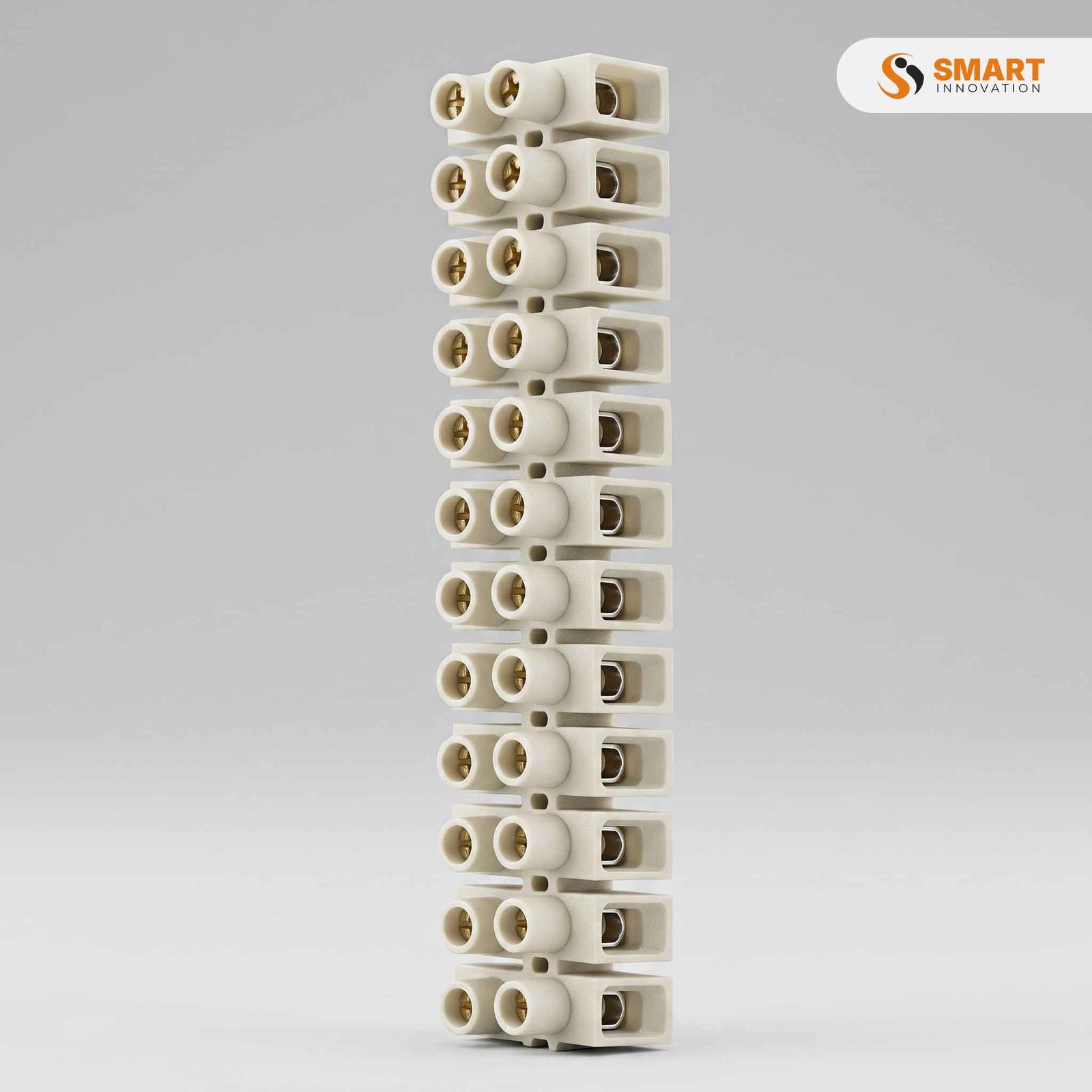 A Polythene Terminal Strip Connector, used to securely join and insulate electrical wires in a range of installations.