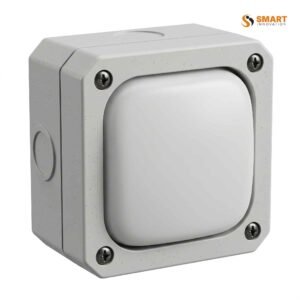 A 1 Gang 2 Way Switch Weatherproof, ideal for controlling outdoor lighting safely in wet or dusty conditions.