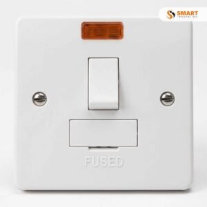 A 13A Double Pole Switched Fused Unit, used to safely isolate and protect fixed electrical appliances with a fused power supply.