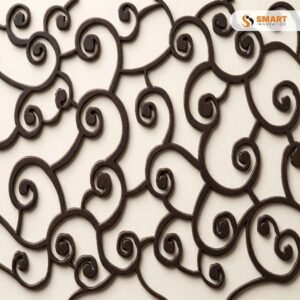 Realonda Liberty Deco Metal 44 x 66 cm industrial metallic tiles installed on a luxury media feature wall