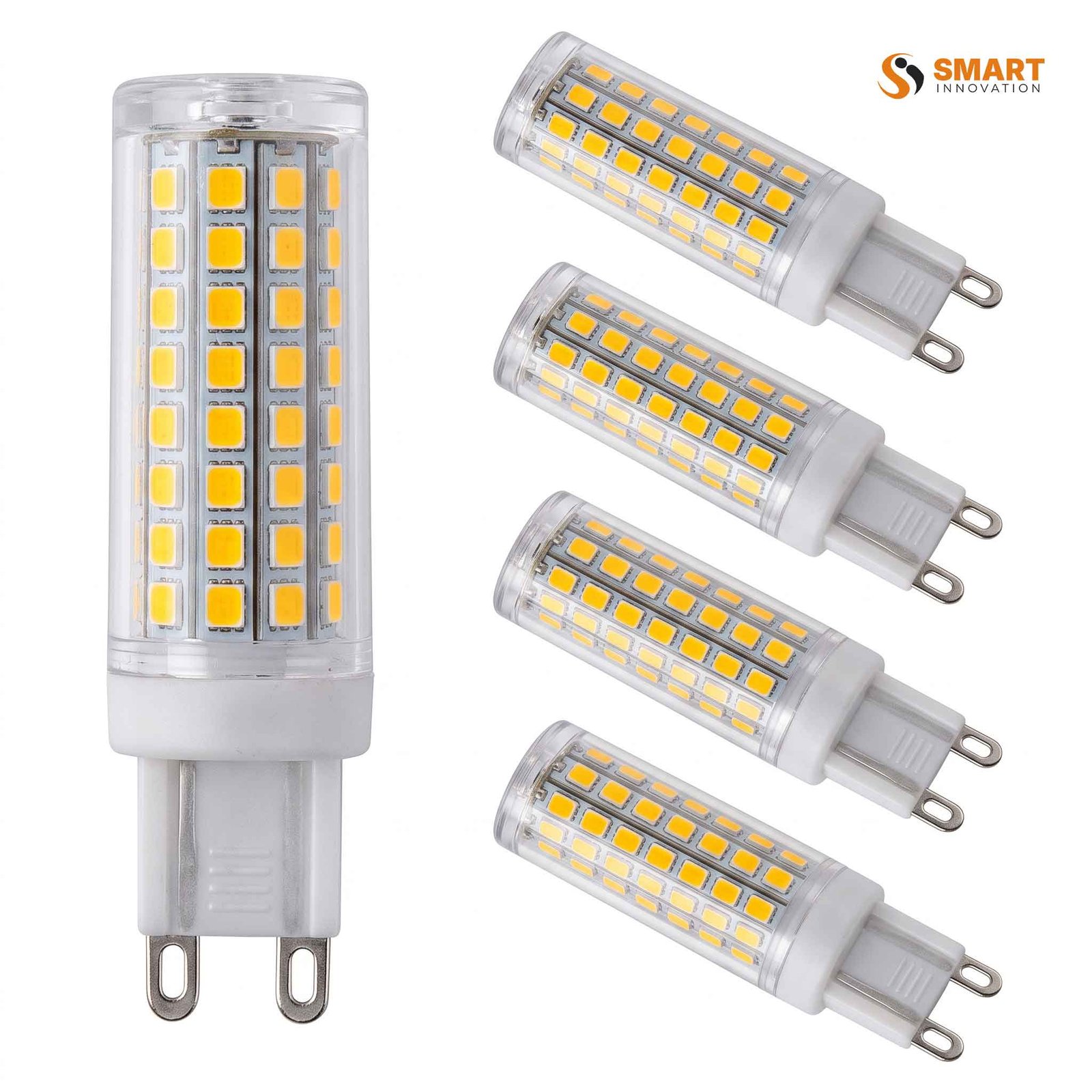 G9 mini LED bulb, 6500K daylight white, fitted in a chandelier for crisp, bright lighting.