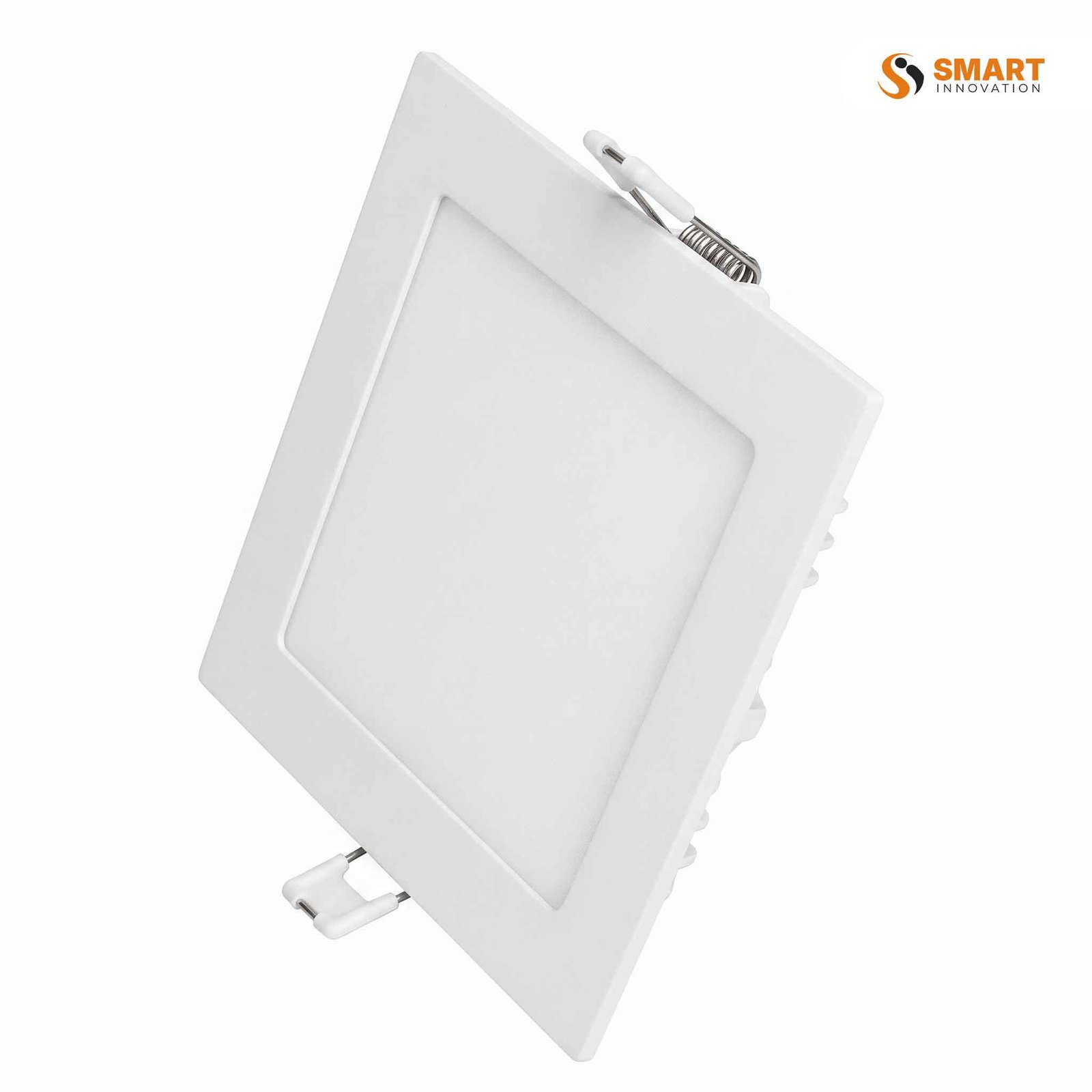 Square LED recessed panel light, 6500K daylight white, fitted flush into a ceiling for even, modern lighting.