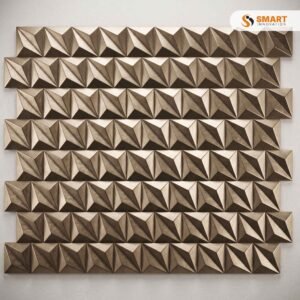 Realonda Luxor Oro 31 x 56 cm premium gold geometric tiles installed on a luxury feature wall