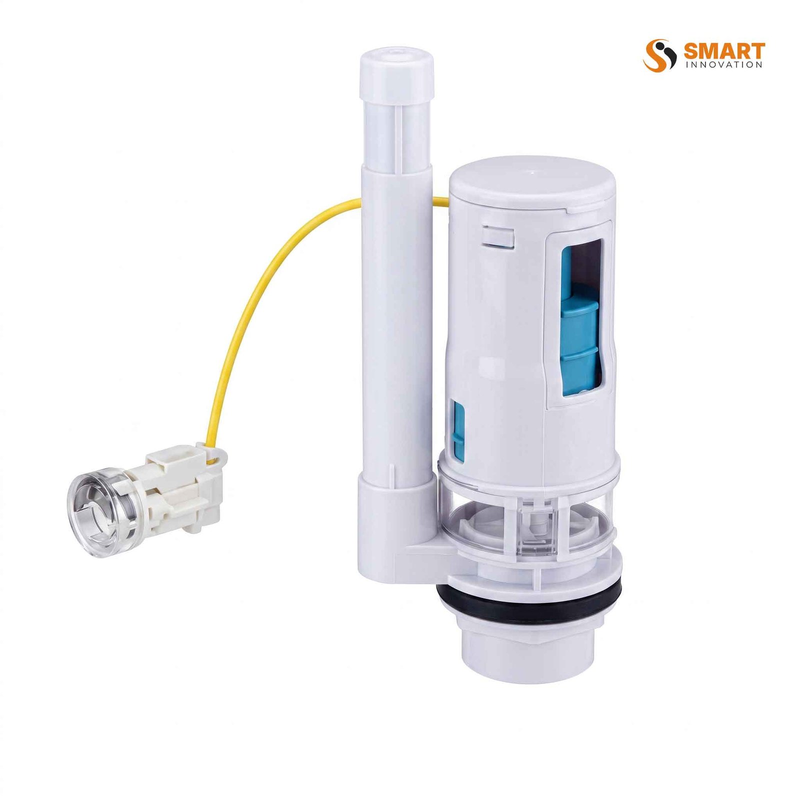 Universal dual flush valve installed inside a toilet cistern for water-efficient flushing.