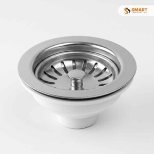Sink waste fitted under a kitchen sink for smooth, efficient water drainage.