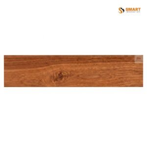 Times Cherry 15x90 plank tile installed in a warm contemporary living area