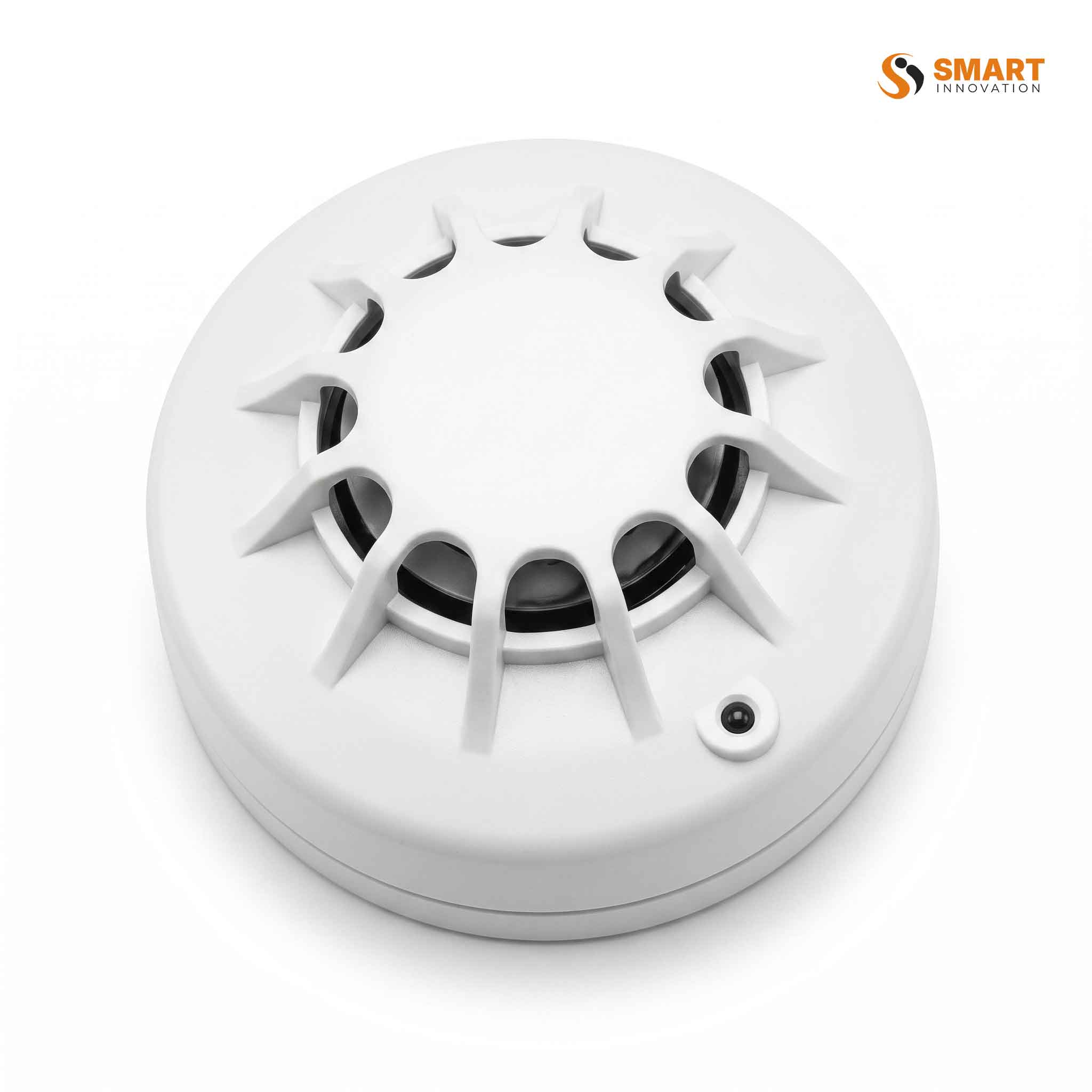 Heat alarm fitted to a kitchen ceiling, detecting rapid temperature rises for early fire warning.