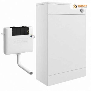 A WC unit with white gloss finish — the box that hides the cistern so your toilet doesn't look like a plumbing warehouse.