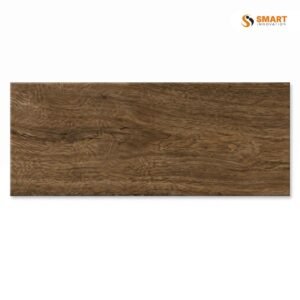 Wild Caoba 24x88 wood effect plank tiles installed on a contemporary open-plan living room floor