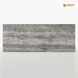 Wild Gris 24x88 wood effect plank tiles installed on a contemporary open-plan living room floor
