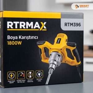 Rtrmax Rtm396 Paint And Mortar Mixer 1800 Watt blending a thick batch of tile adhesive in a plastic tub