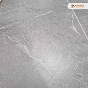 Spc 30 x 60 Grey Marble rigid core floor tiles fitted seamlessly throughout a modern open-plan bathroom layout
