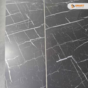 SPC 30 x 60 Black Marble interlocking rigid core floor tiles fitted cleanly across a contemporary kitchen space